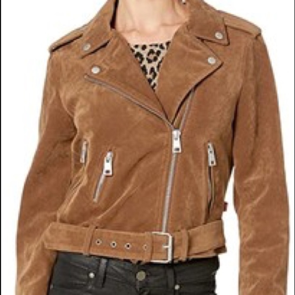 Levi’s brown suede belted moto jacket